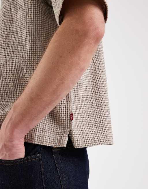 Levi's - Lama - Camicia squadrata a maniche corte marrone a quadri, 5 di 5