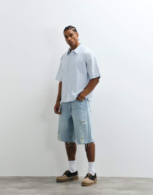 Levi's - Lama - Chemise rayée coupe carrée à manches courtes - Bleu, 4 de 5