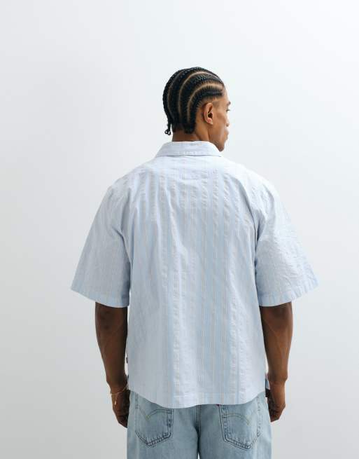 Levi's Lama short sleeve boxy shirt in blue stripe, 3 of 5