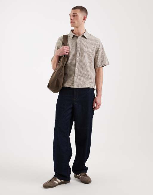 Levi's Lama short sleeve boxy shirt in brown check, 2 of 5