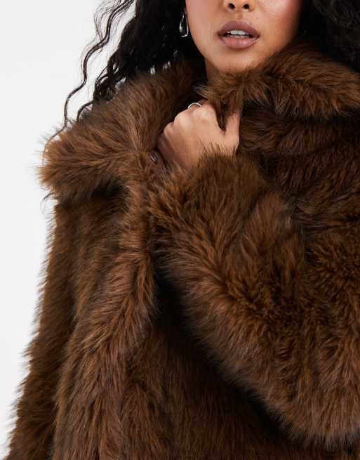 Levi's laney faux fur jacket in brown, 3 of 5
