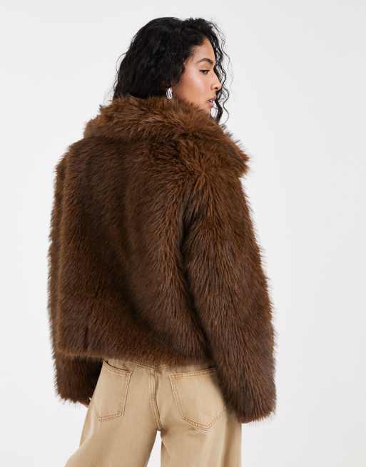 Levi's laney faux fur jacket in brown, 4 of 5