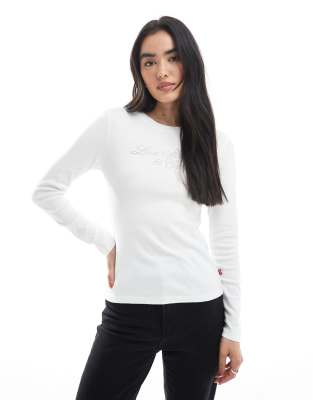 Levi's - Langärmliges Basic-T-Shirt in Weiß mit Glitzerlogo