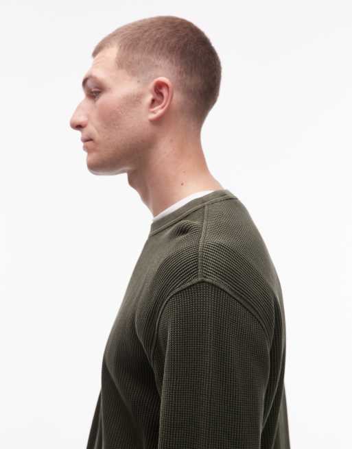Levi's – Langärmliges Thermo-T-Shirt mit Waffelmuster in Dunkelgrün, 4 von 5