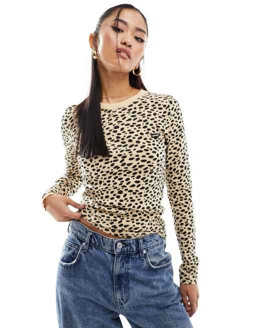 Levi's - Langærmet T-shirt med leopardprint og logo
