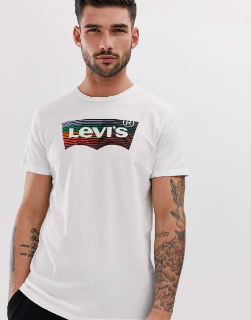 Levi's large rainbow batwing logo t-shirt in white | ASOS