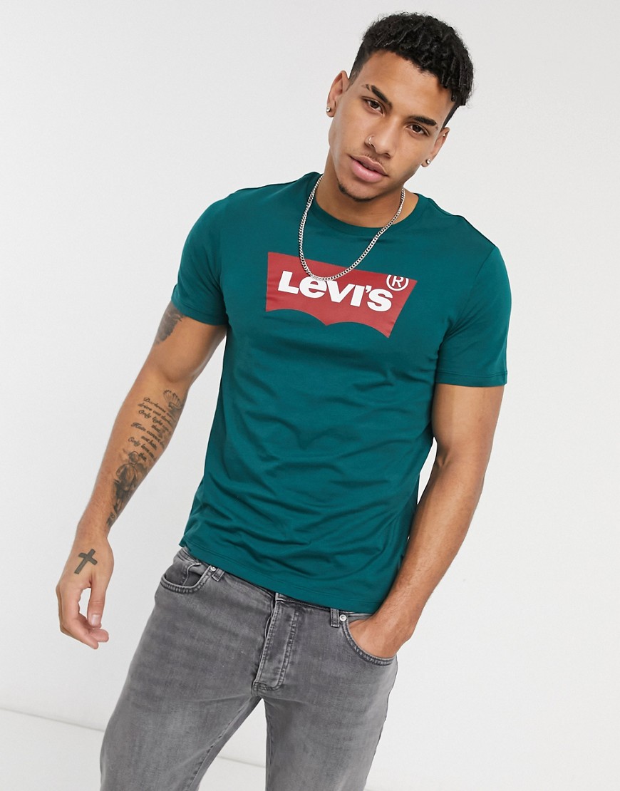 Levi's large tonal batwing logo T-shirt in dark green