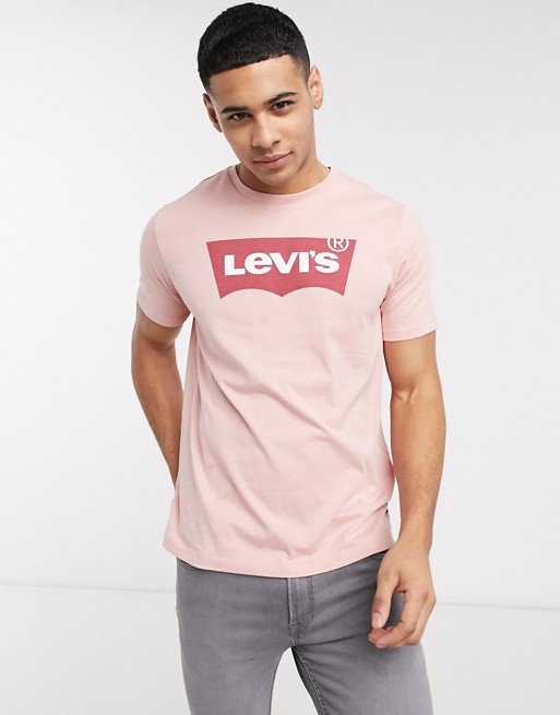 Levi's large tonal batwing logo t-shirt in farallon washed pink