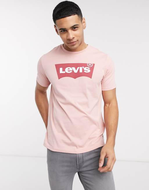 Mens pink hot sale levis t shirt