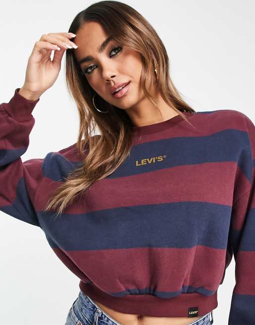 Levi's - Laundry - Felpa girocollo bordeaux a righe con grafica