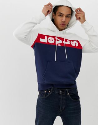 levis red blue white hoodie
