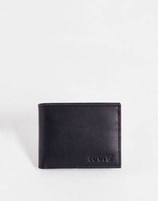 Levi's leather bifold wallet with coin pocket and modern vintage logo in black