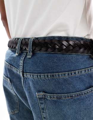 Levi's Leather Braided Belt In Black
