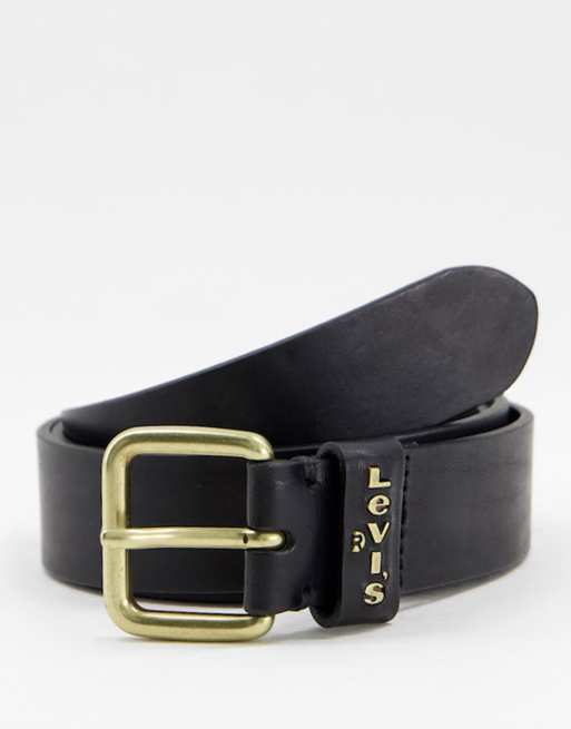 Levi's leather logo belt loop belt in black 