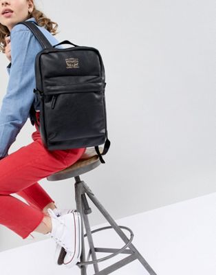 leather look multi pocket backpack | ASOS
