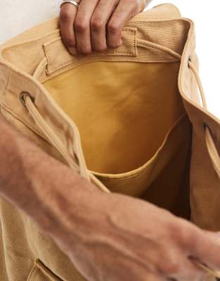 Levi's Leather Patch Logo Canvas Heritage Backpack In Yellow