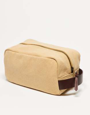 Levi's Leather Patch Logo Canvas Toiletry Bag In Yellow