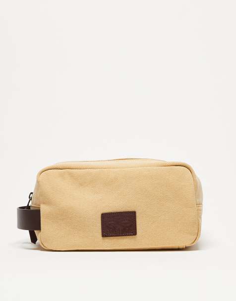 Levi's leather patch logo canvas washbag in yellow - view 1