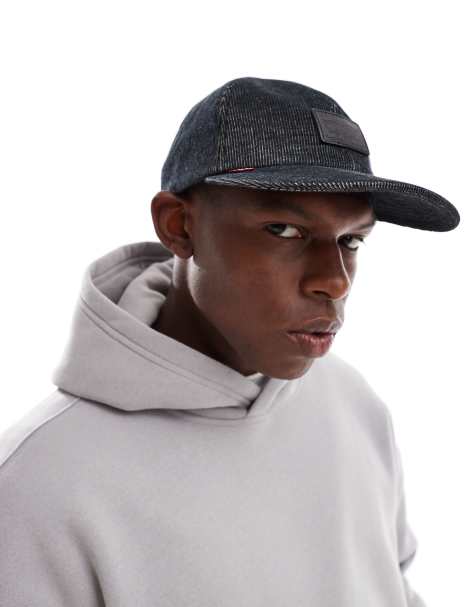 Levi's leather patch logo cord relaxed dad baseball cap in black - view 1