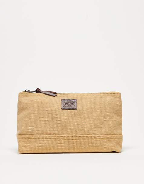 Levi's leather patch logo small canvas pouch in yellow - view 1