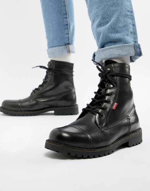 Levi S Leavit Leather Boot In Black Asos