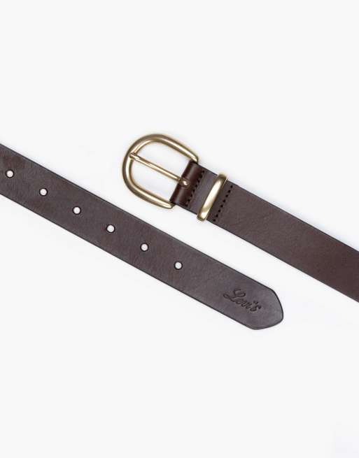 Levi's – Ledergürtel in Braun mit goldfarbener Hufeisen-Schnalle, 2 von 2
