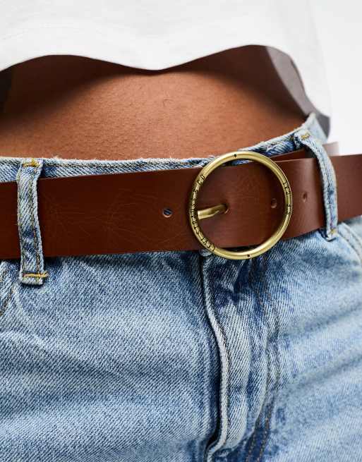 Levi's – Ledergürtel in Hellbraun mit runder Schnalle, 2 von 4