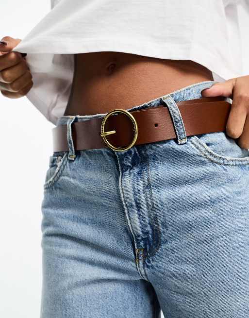 Levi's – Ledergürtel in Hellbraun mit runder Schnalle, 4 von 4