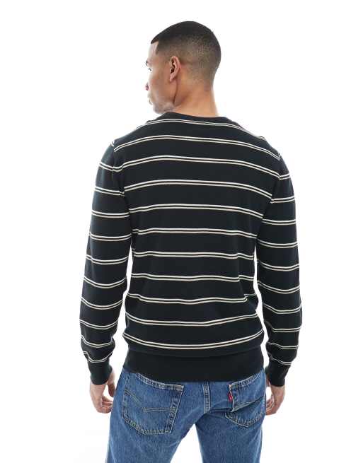 Levi's – Leichter Strickpullover in Schwarz gestreift mit Fledermaus-Logo, 3 von 5
