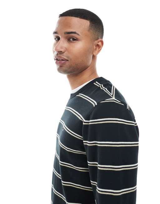 Levi's – Leichter Strickpullover in Schwarz gestreift mit Fledermaus-Logo, 4 von 5