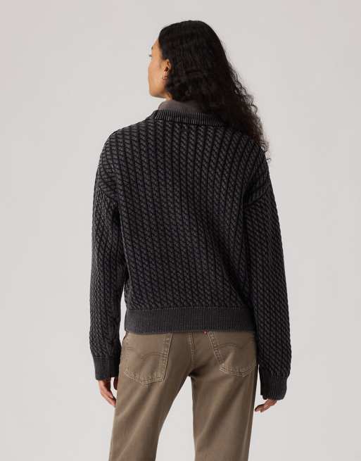 Levi's - Leilah - Pull ras de cou en maille torsadée - Noir, 4 de 4