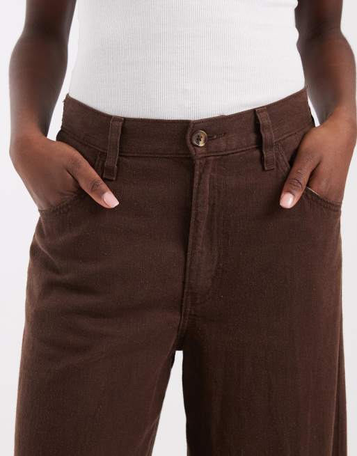 Levi's – Leinenhose in Braun mit weitem Bein, 4 von 5