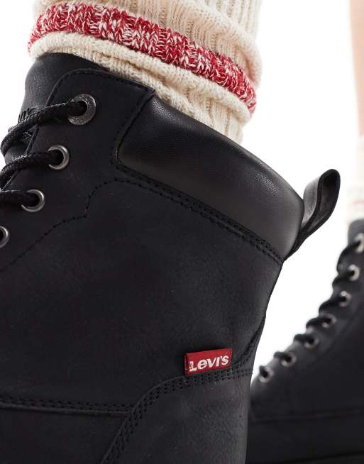 Levi's Lennox lace up boots with red tab logo in black, 2 of 4
