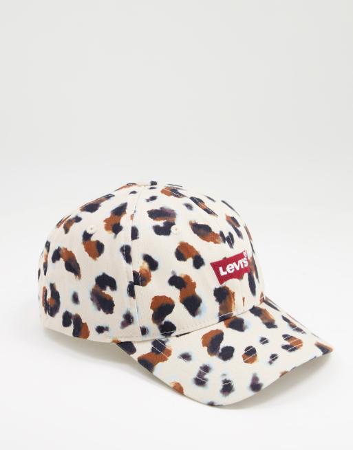 Levi's – Leopardmönstrad baseballkeps med fladdermuslogga 