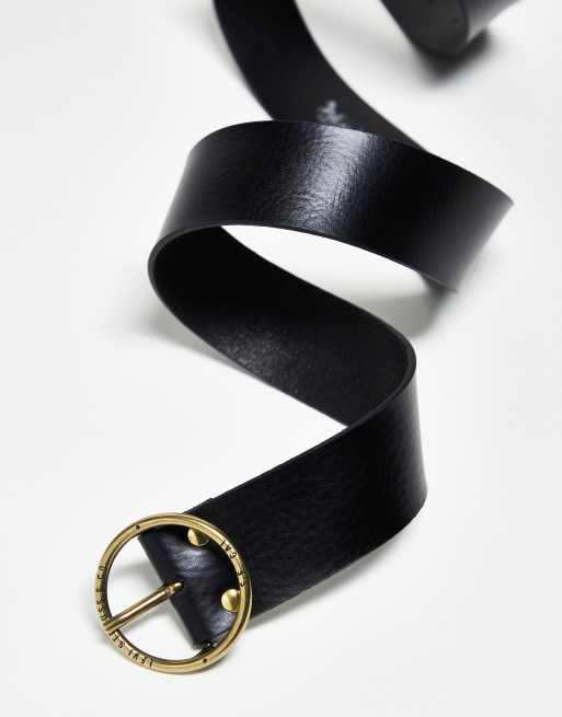 Levi's - Leren riem in zwart met goudkleurige ronde gesp, 2 van 4