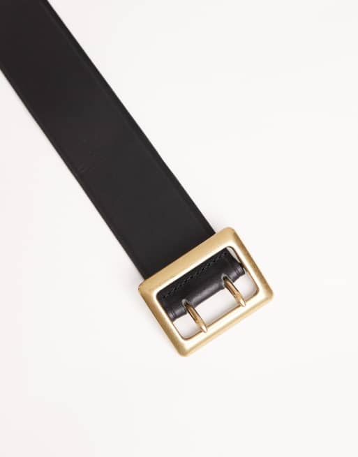 Levi's - Leren riem met kleine rechthoekige gesp in zwart, 2 van 3