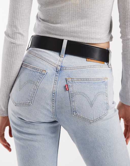 Levi's - Leren riem met kleine rechthoekige gesp in zwart, 3 van 3
