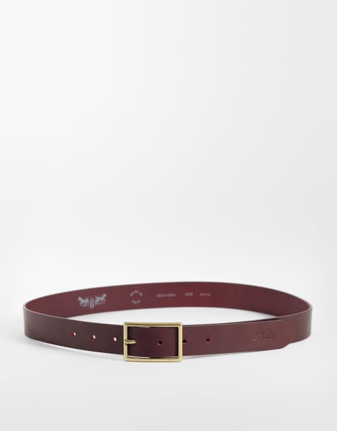 Levi's - Leren riem met rechthoekige gesp in bruin - view 1