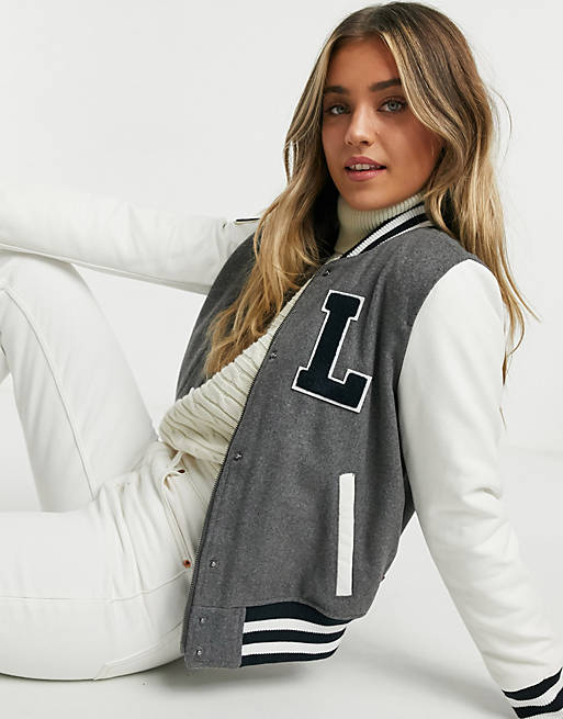 Levi's Letterman varsity bomber jacket with contrast sleeves in gray | ASOS