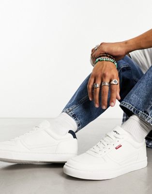 Levi's Liam leather trainer in white with logo - ASOS Price Checker