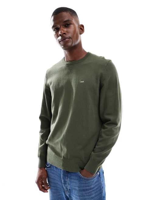 Levi's lightweight batwing logo knit sweater in dark green
