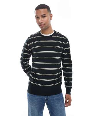 Levi's Levi's lightweight batwing logo stripe knit jumper in black