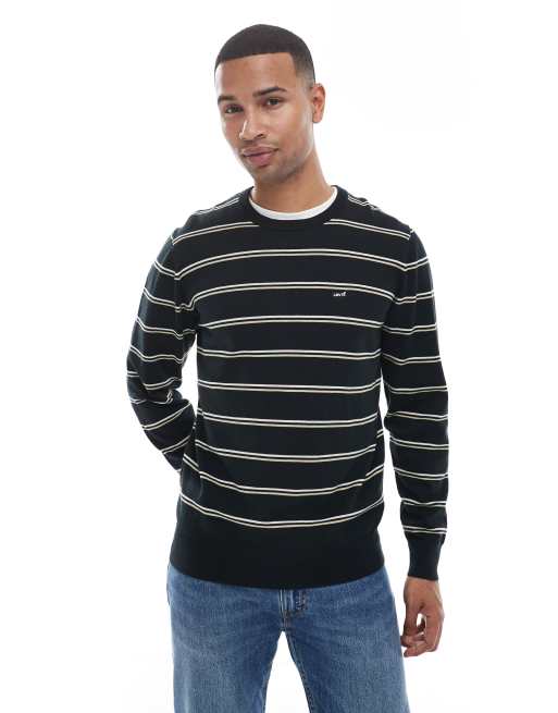 Levi's lightweight batwing logo stripe knit sweater in black