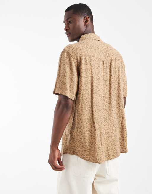 Levi's linen blend western short sleeve relaxed shirt in brown floral, 3 of 5