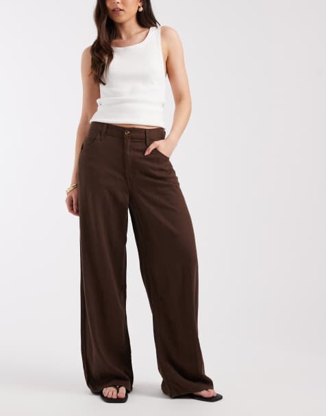 Levi's linen wide leg trousers in brown - view 1