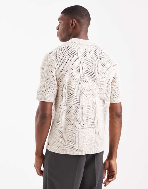 Levi's – Ljusbeige, hålstickad semesterskjorta, 3 av 5