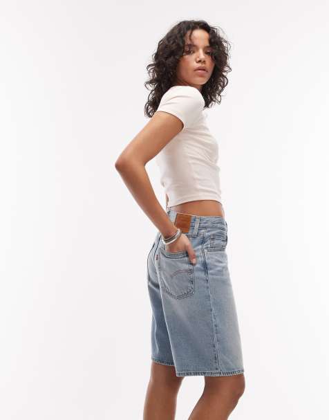 Levi's – Ljusblå, baggy jeansshorts i dad-modell - view 1