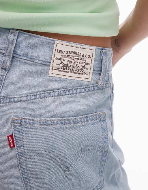 Levi's – Ljusblå, baggy jeansshorts med hög midja, 4 av 5
