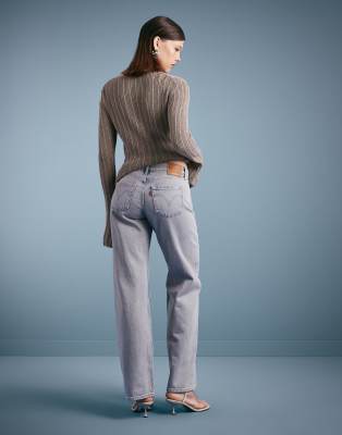 Levi's - Locker geschnittene Jeans in gebleichter Waschung mit hohem Bund und geradem Beinschnitt-Blau
