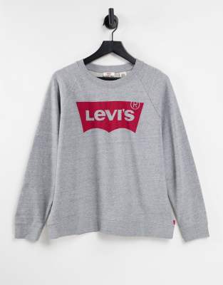 Levi's - Locker geschnittenes Sweatshirt aus Fleece in Smokestack-Heidegrau mit Rundausschnitt und Fledermauslogo